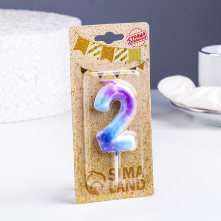 Candle in the cake on the skewer "Galaxy", the number is 2, 5.5 cm-1