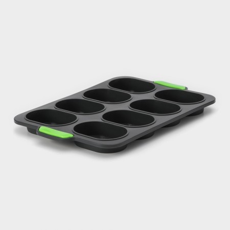Silicone form for baking with perforation "buns", 34.5 × 23 × 2.5 cm, 8 cells (9.5 × 6.3 × 2.4 cm), color gray color-1