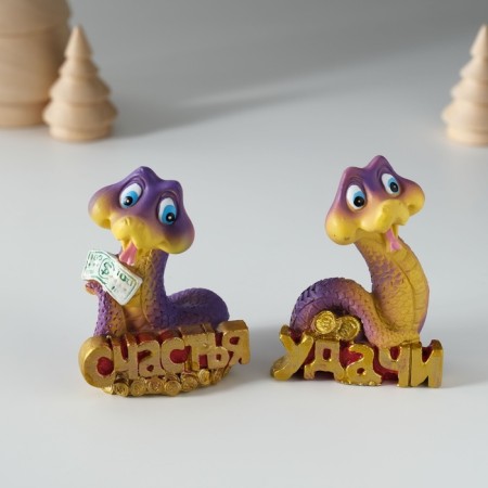 Polystone souvenir "Snake with a wish and money" MIX 5x4x7 cm