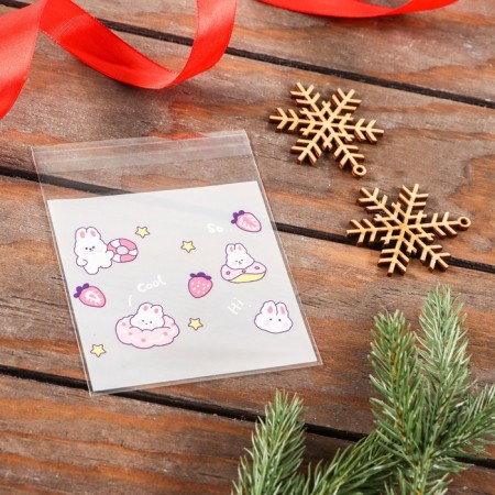 BOPP package with sticky tape, "Korean style", 10*10+3cm mix-6