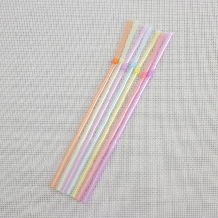 Disposable tubes for drinks of the share, 21 cm, d = 5 mm, 50 pcs, fluorescent, with corrugation, mix color-2