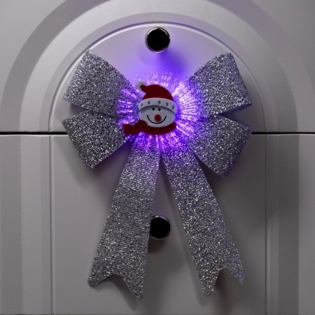 Light bow "Snowman Bow" 24x32 cm, 1 LED, batteries LR44x2 (included), flicker, glow of multi
