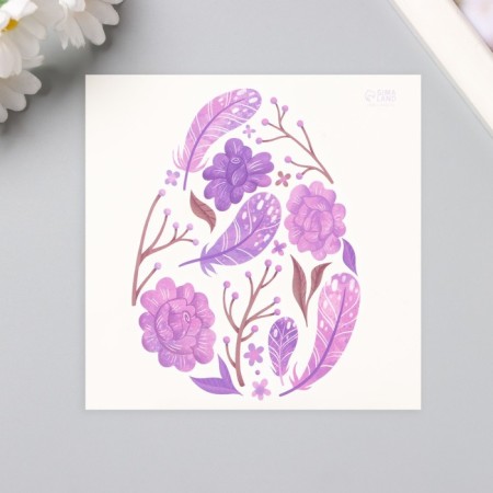 Tattoo on the body color "Egg with purple patterns" 10x10 cm