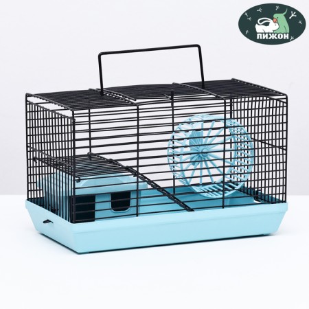 Mini cell for rodents "Pijon" No. 2, equipped, 27 x 15 x 16 cm, turquoise