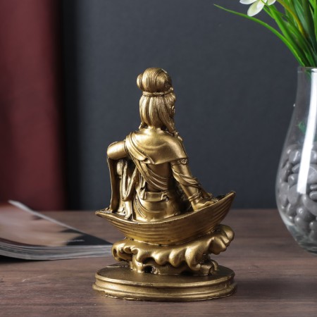 NECSK Polystone Bronze "Lakshmi in a boat" 16x11.5x8.5 cm-2
