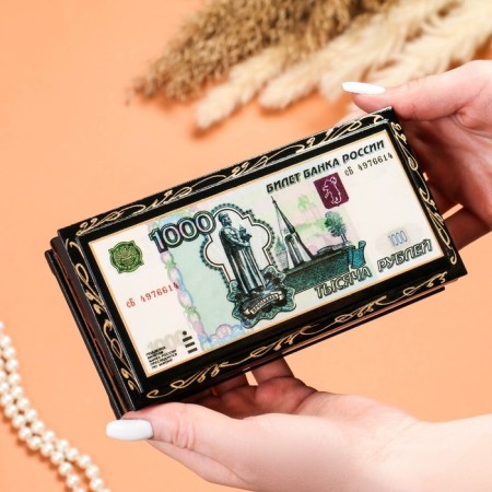Casket - a bill "1000 rubles", 8.5x17 cm, lacquer miniature-1
