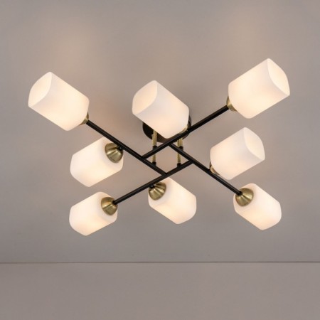 Ceiling chandelier Citilux "Henry" CL130285, 79.5x79.5x1.5 cm, 8x75W, E27, Black Color Black-4