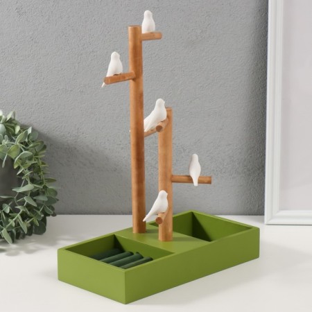 Souvenir tree stand for jewelry "Birds on a tree" Green 24x12x32 cm-2