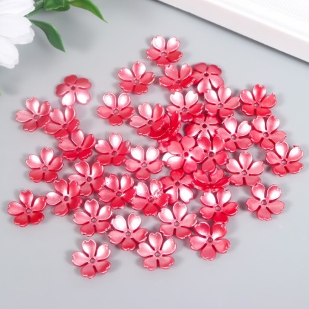 Beads for creativity plastic "Flower Pearl" set 40 pcs red 1.5x1.5 cm-2