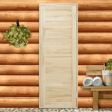 Door for a bathhouse and sauna from a dodgy board, linden economy, 190x70 cm