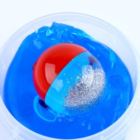 Slime "Glass" blue with capsule silver inside, 90 g in a bank, mix-1