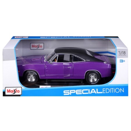 MASTO DIE-CAST 1969 Dodge Charger R/T, opening doors, 1:18, purple color-10