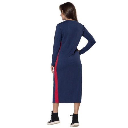 Dress with stripes, size 44, dark blue color-3