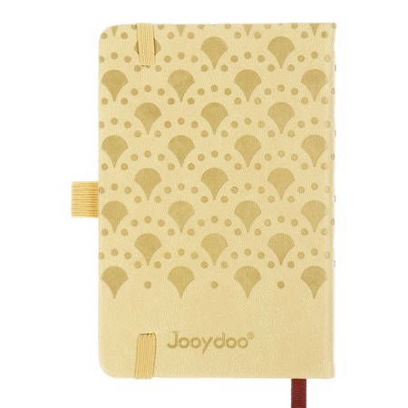 The diary is low, A6 format, 100 sheets, cage, beige leatherette cover, elastic band 10710-8
