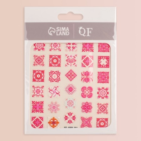 Nail stickers "Pink mosaic", voluminous, pink color-3