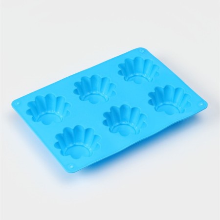 The form for baking the share "Sweets. RIB circle ”, silicone, 25.5 × 17.5 × 3 cm, 6 cells (D = 7 cm), blue color-3