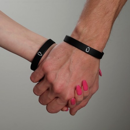 Silicone bracelets "Demetrons" Infinity, Black and white color, 18.20 cm-2