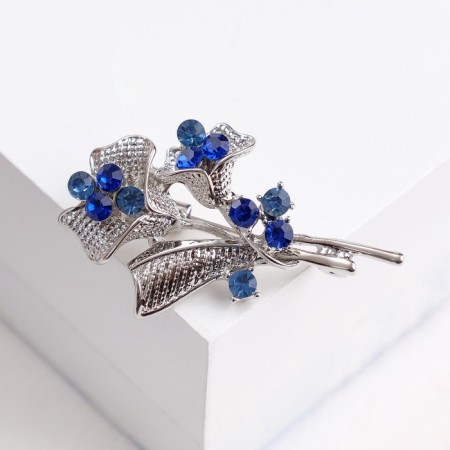 Brooch "Flowers" forget -me -not bouquet, blue color in silver-2