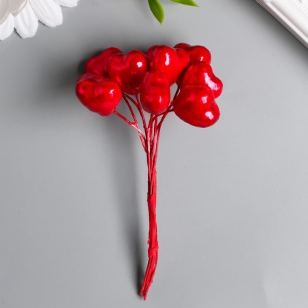Decor for creativity "Hearts" red 1 bouquet = 10 pcs 10 cm-2