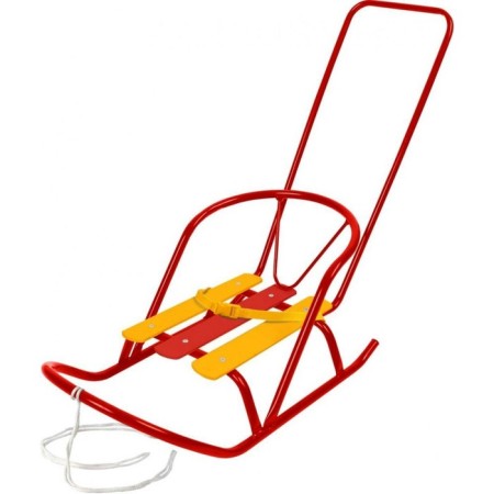 Puppet sledges with a pusher, red color