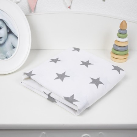 Sheet on the elastic band "Stars on White", size 60x120 cm-4
