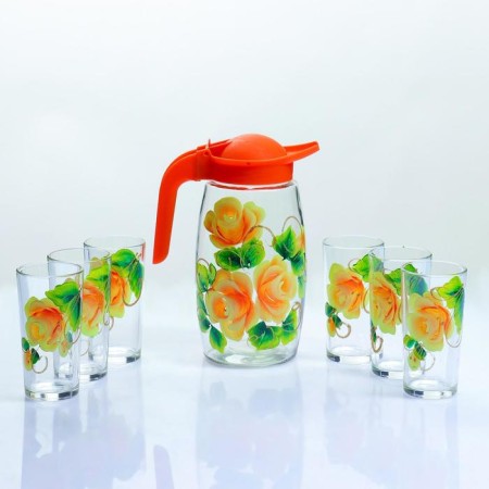 Set for Rosalia juice, art painting, 6 glasses, 1250/200 ml, mix