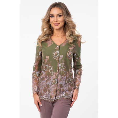 Female blouse, size 42, beige color, green