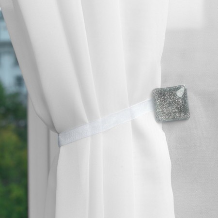 Picking for curtains "Square with sparkles", 3.5 × 3.5 cm, silver color-2