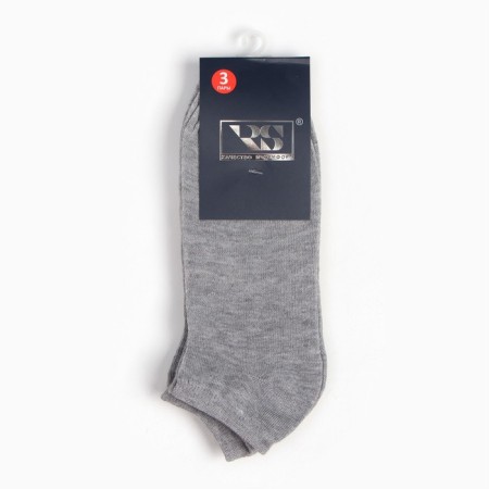 A set of men's socks (3 pairs) shortened, gray color, size 40-44-4