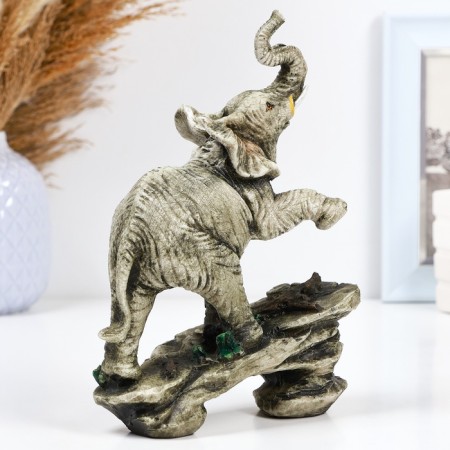 Figure "Elephant on Stone" 17x7x22cm-2