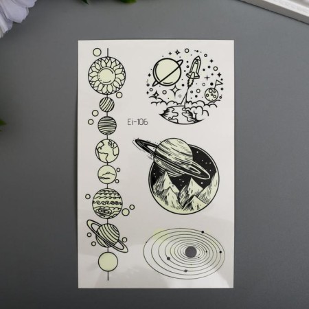 Tattoo on the body color phosphorus "planets" 12x7.5 cm-1
