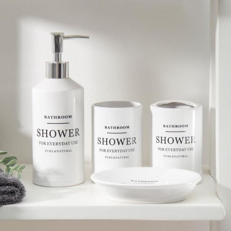 A set of accessories for the bathroom "Loft", 4 items (soap dish, soap dispenser 440 ml, 2 cups 320 ml), white color