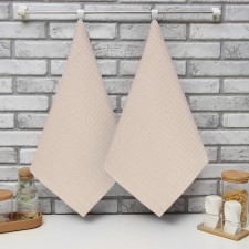 A set of kitchen towels of the deed, beige color, 35x60cm-2pcs, 100% HL, large waffles, 220 g/m2