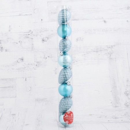 A set of jewelry plastic 8 pcs "Heavenly" (4 balls d-5 cm, 4 cones) blue-1