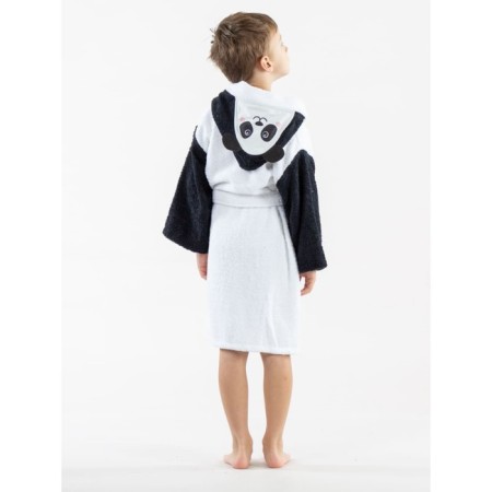 Terry robe for a boy, height 122-128 cm, white color-1