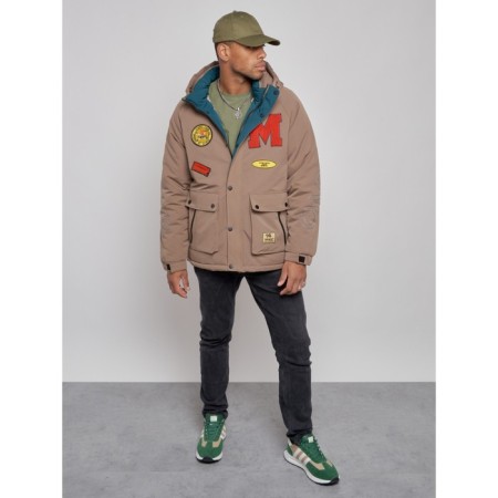Winter male jacket, size 54, brown color-8