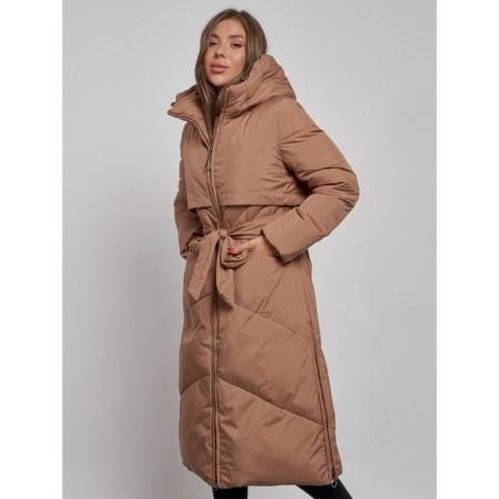 Coat insulated winter female, size 48, brown color-8