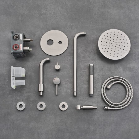 The shower system "RMS" SUS129-1S, built-in, tropical shower, stainless steel, satin-1