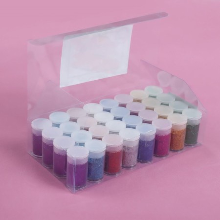 Sparkles for decor, small, set of 32 jars, in PVC - box, multi -colored-4