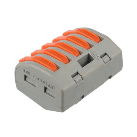 Universal terminal of QMS 222-415, 5-wire gray 0.08-2.5/4 mm² (40 pcs/union) rexant-5