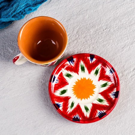 Tea couple Rishtan ceramics "Atlas", 220 ml, red mix-1
