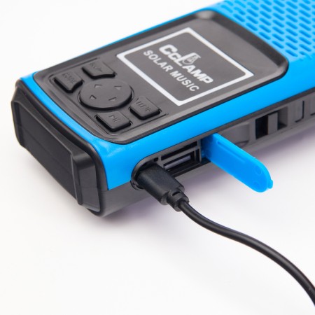 Battery Light, 1500 mAh, radio, column, with a solar battery, blue-5