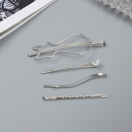Invisibility for hair "Tiril" (set 4 pcs) cat, 5.5 and 6.5 cm, silver-1