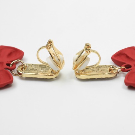 New Year! Earrings Clips "New Year" bows, colored in gold-3