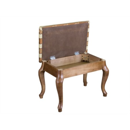 Retro banquet with storage, 550x330x430, medium brown, fabric strip brown.-2