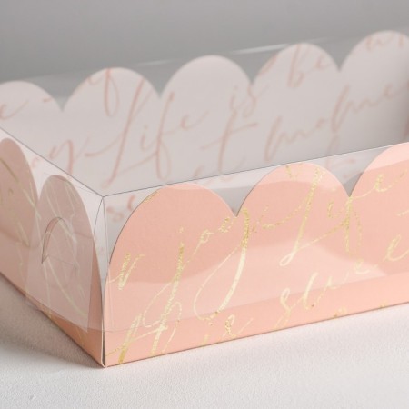 Cookie box, confectionery packaging with PVC lid, “for you”, 20 x 30 x 8 cm-3