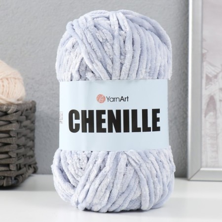 Yarn "Chenille" 100% micropoliester 90m/100g (576 pale blue)-4