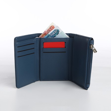 Women's wallet on magnet, blue color-5