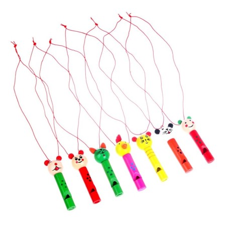Toy musical whistle "Animals" on a rope, mix-1