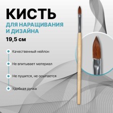 Brush for extensions and design of nails, petal, 19.5 cm, beige color
